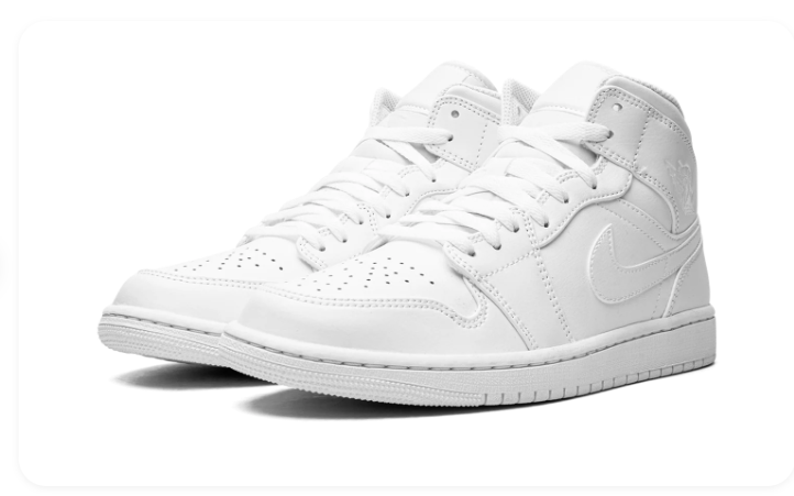 Air Jordan 1 Mid Triple White 554724 136