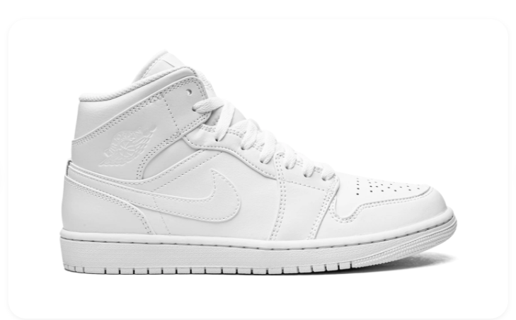 Air Jordan 1 Mid Triple White 554724 136