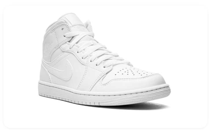 Air Jordan 1 Mid Triple White 554724 136