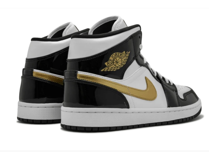 Air Jordan 1 Mid SE Black Gold Patent Leather 852542 007