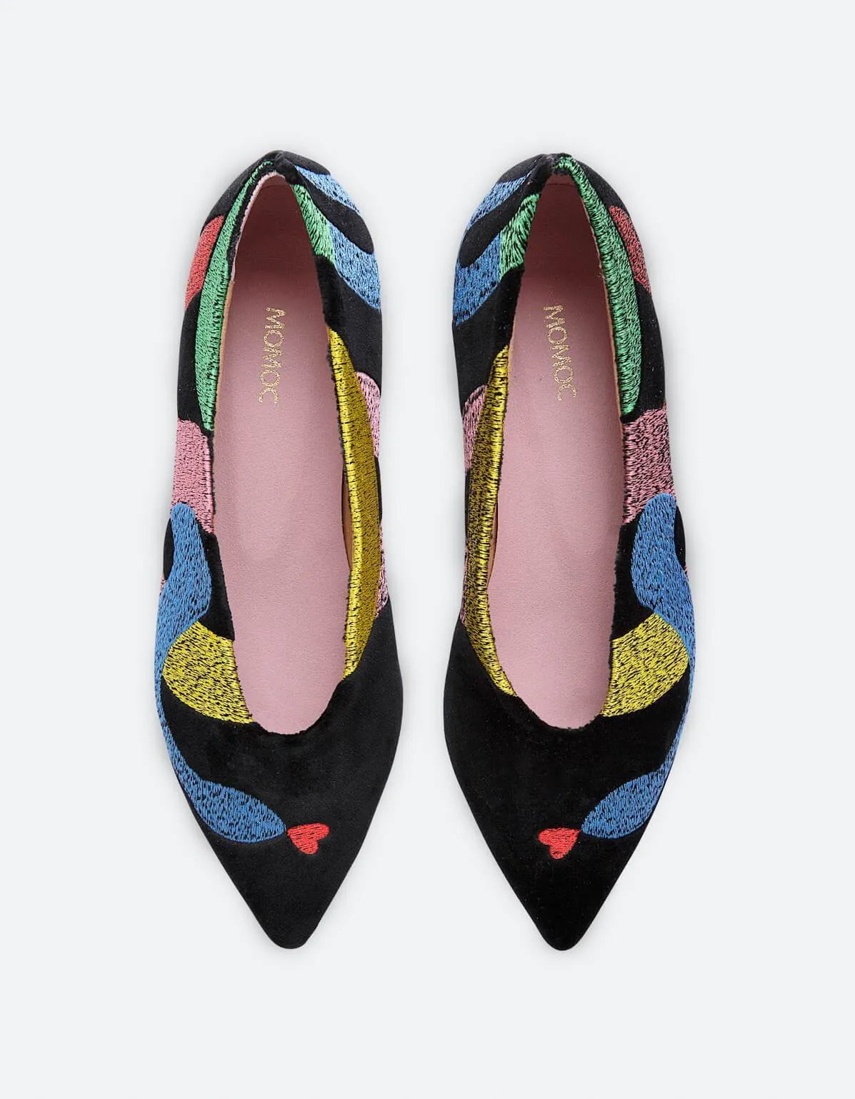 Soul of Colette Vegan Embroidered Eco Suede Ballerinas | Black